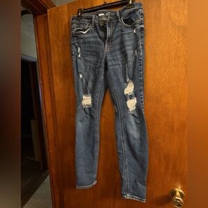 Old Navy Women's Distressed Skinny Jeans - Dark Blue